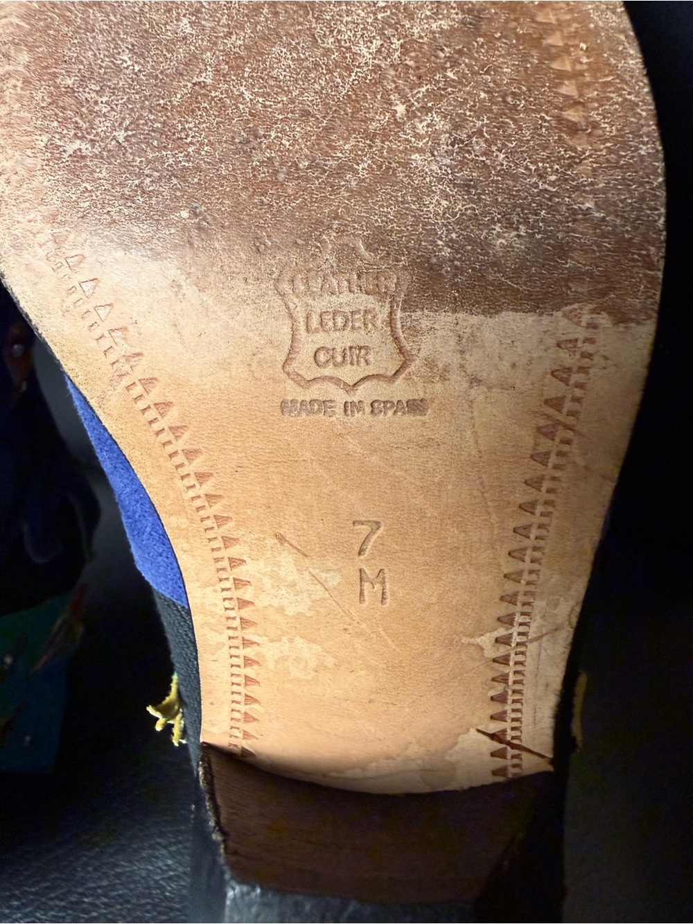Vintage Zalo Western Cowgirl Boots Size 7M Colorful Leather Appliqué Spain 2" - Picture 9 of 16